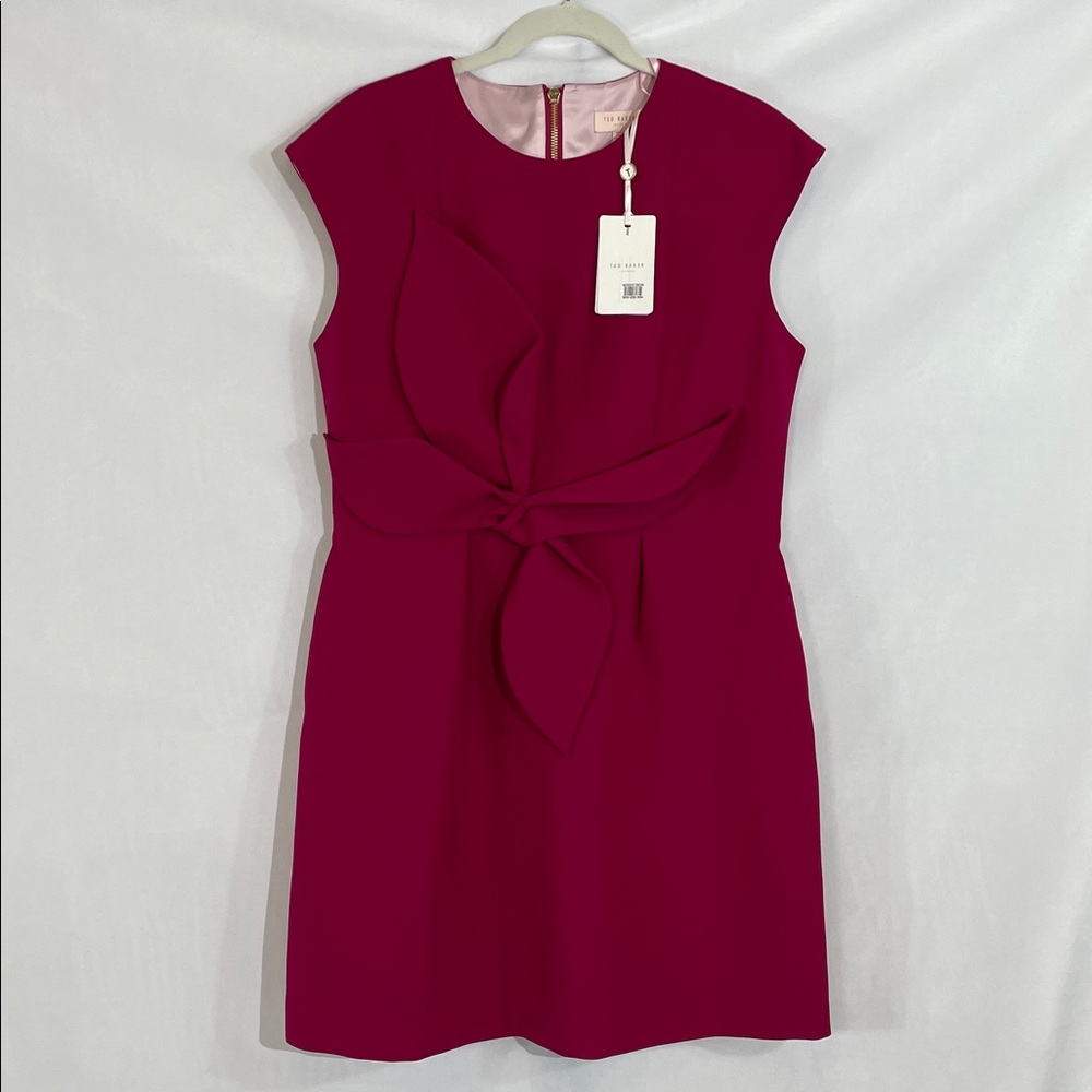 NWT Ted Baker London Structured Bow Dress  Magenta Size 5 US 14
